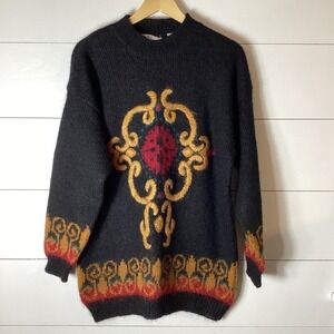 Vintage Le Moda Sweater Womens Large Mohair Knit Pullover Bold 80s Old‎ Money